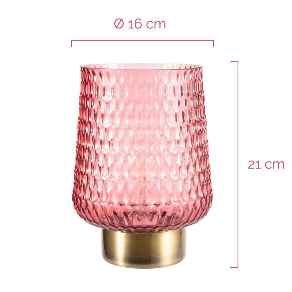 Batteridrevet LED bordlampe Rose Glamour glass rosé sideprofil