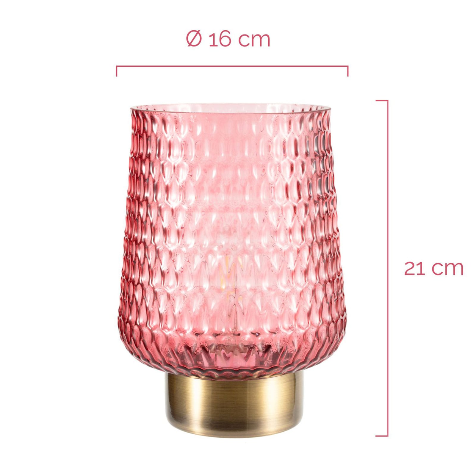 Batteridrevet LED bordlampe Rose Glamour glass rosé sideprofil