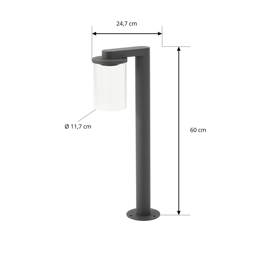 Beelia LED sti-lampe antrasitt riflet glass detalj av glass