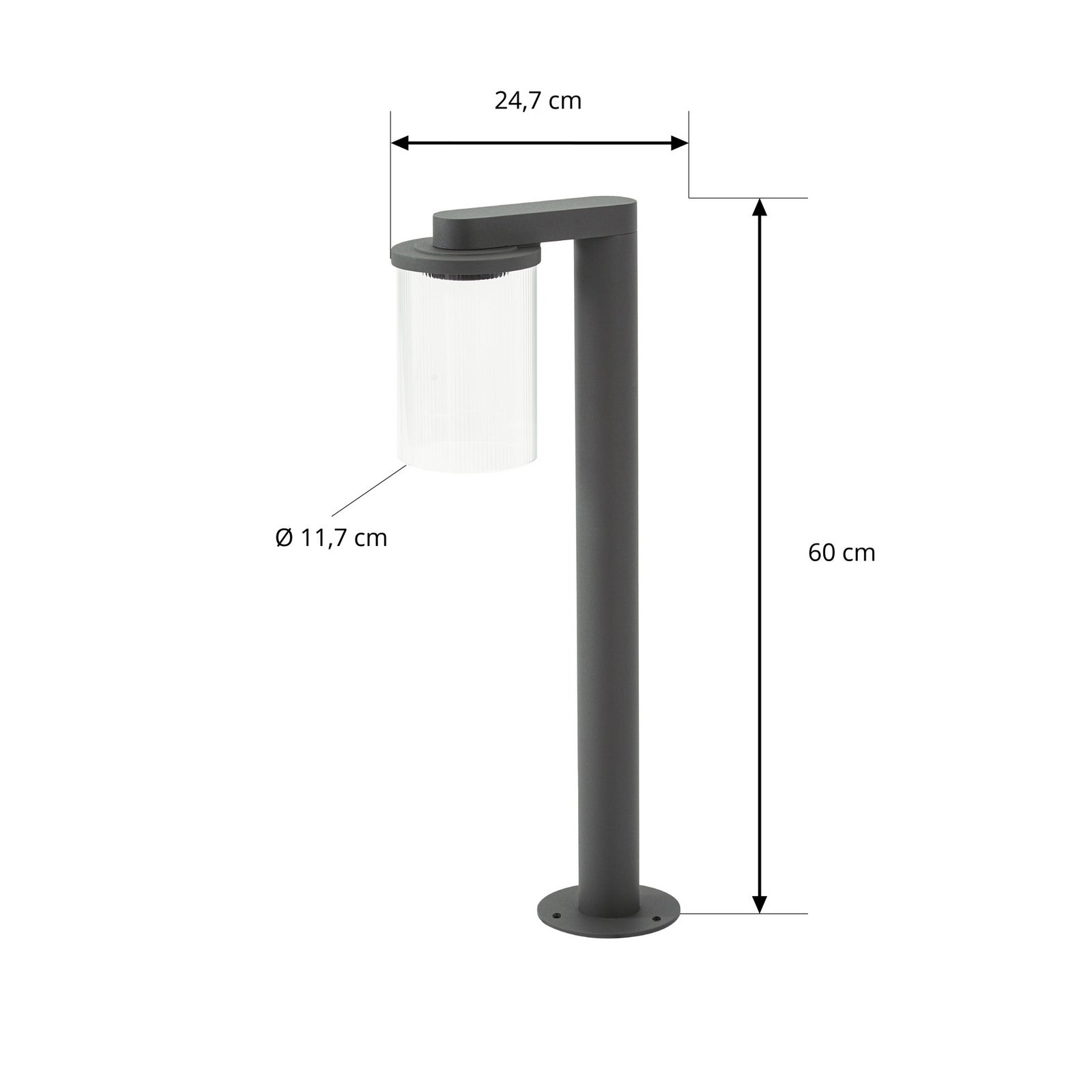 Beelia LED sti-lampe antrasitt riflet glass detalj av glass