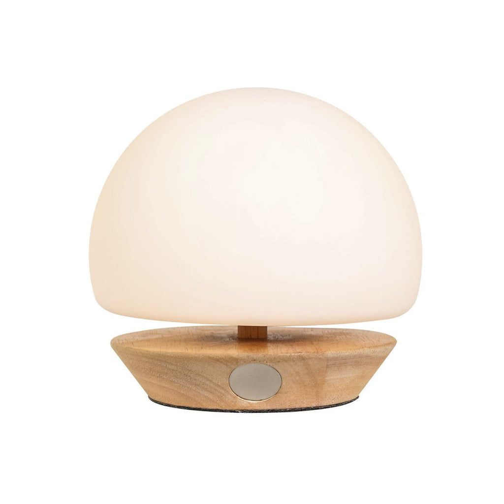 Bordlampe Ancilla tre og opalglass dimbar G9 Ø17 cm forfra