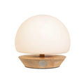 Bordlampe Ancilla tre og opalglass dimbar G9 Ø17 cm forfra
