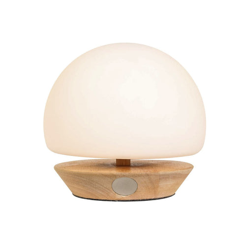 Bordlampe Ancilla tre og opalglass dimbar G9 Ø17 cm forfra