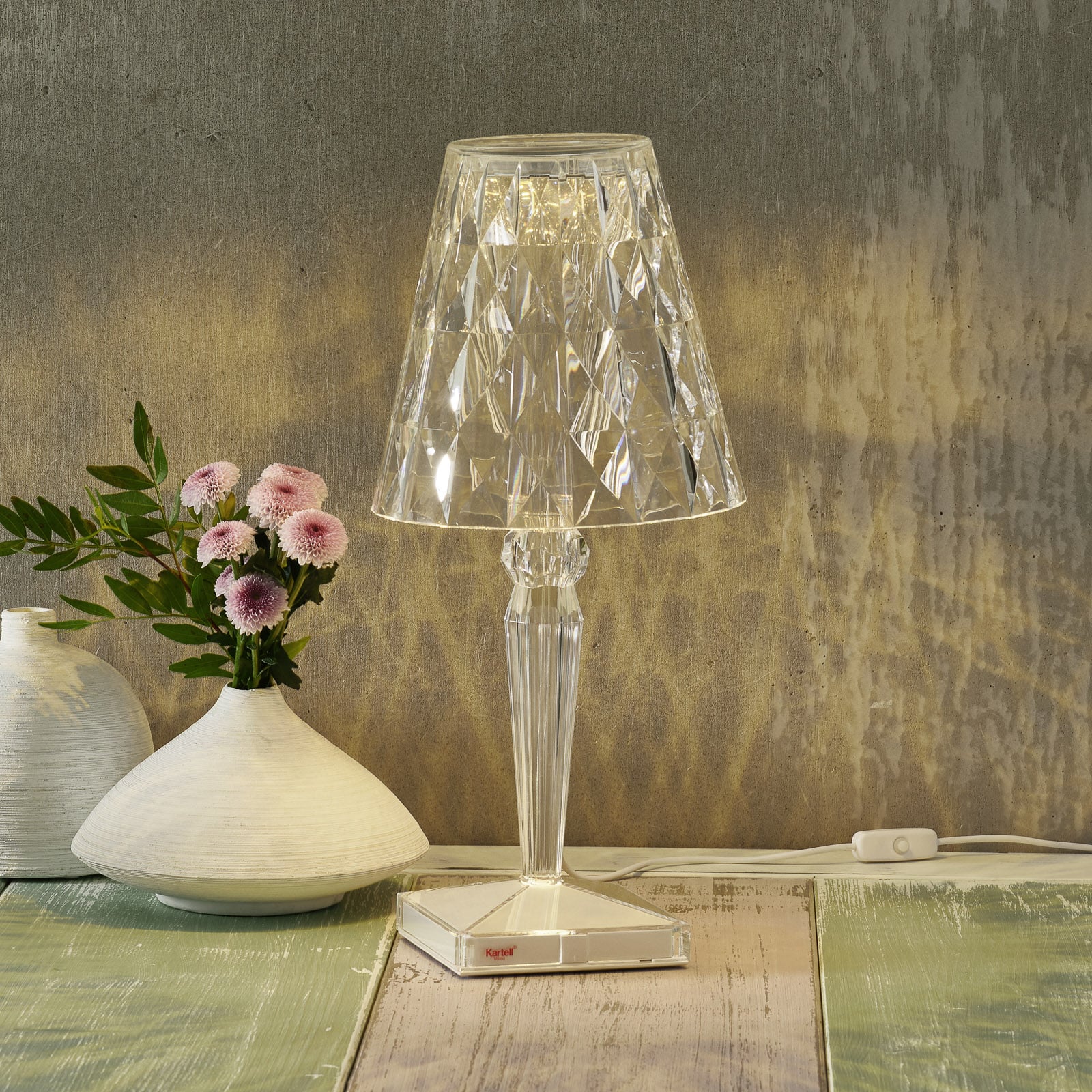Bordlampe Big Battery akryl transparent 37 cm forfra