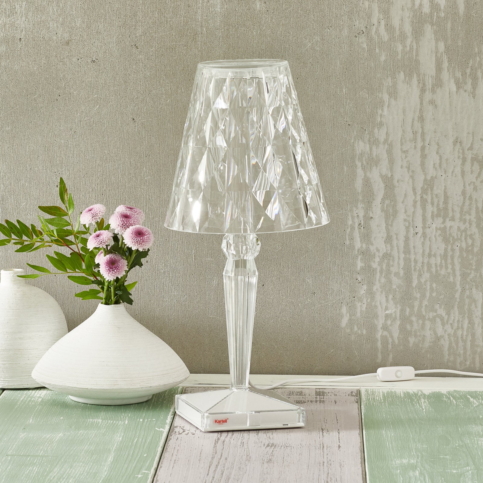 Bordlampe Big Battery akryl transparent 37 cm bakside