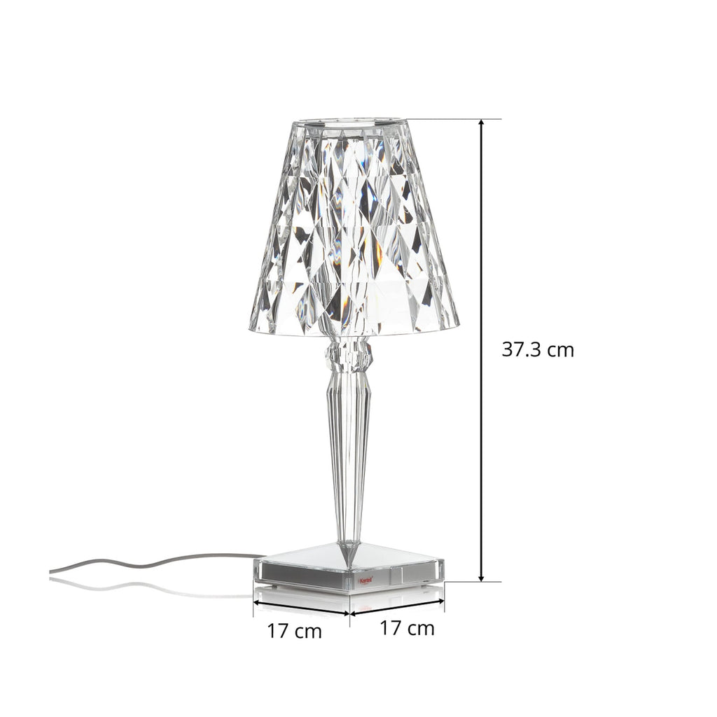 Bordlampe Big Battery akryl transparent 37 cm med strømkabel