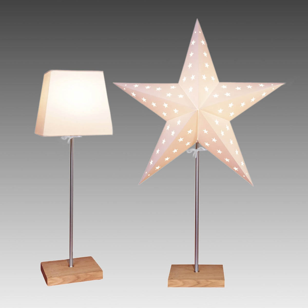 Montert bordlampe Combi Pack med stjerneskjerm brun/krem 65 cm i rom