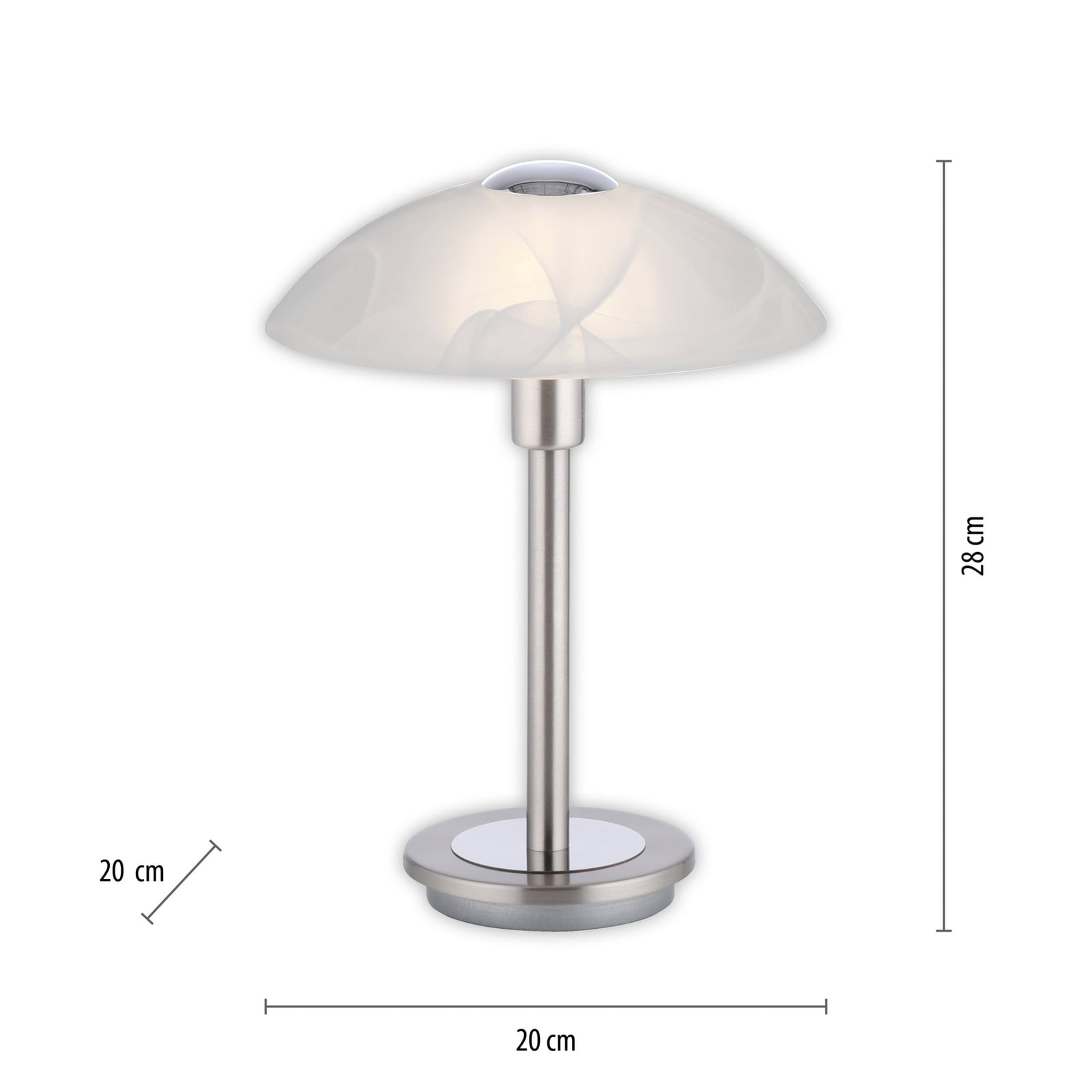 Bordlampe Enova opalglass berøringsdimmer G9 montert i rom