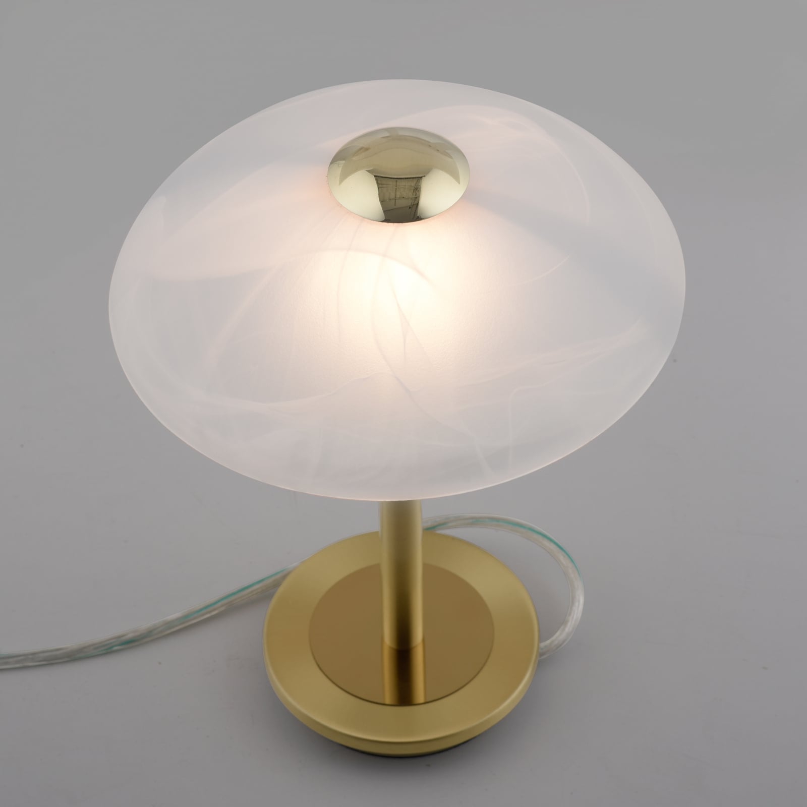 Bordlampe Enova opalglass dimbar matt messing Ø20 cm nærbilde av dimmer