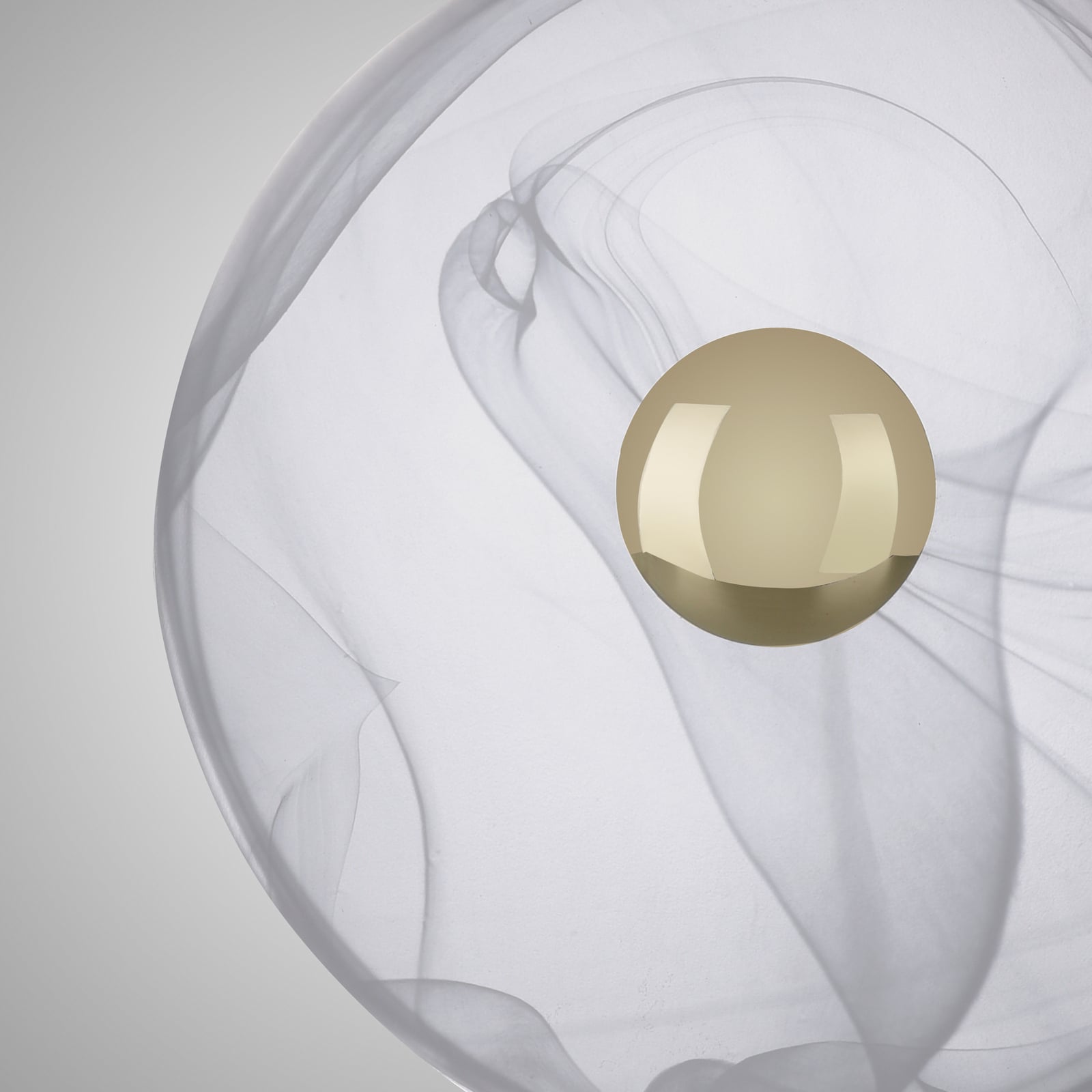 Bordlampe Enova opalglass dimbar matt messing Ø20 cm lys i mørkt rom