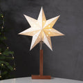 Bordlampe julestjerne papir og akasietre 55 cm hvit forfra