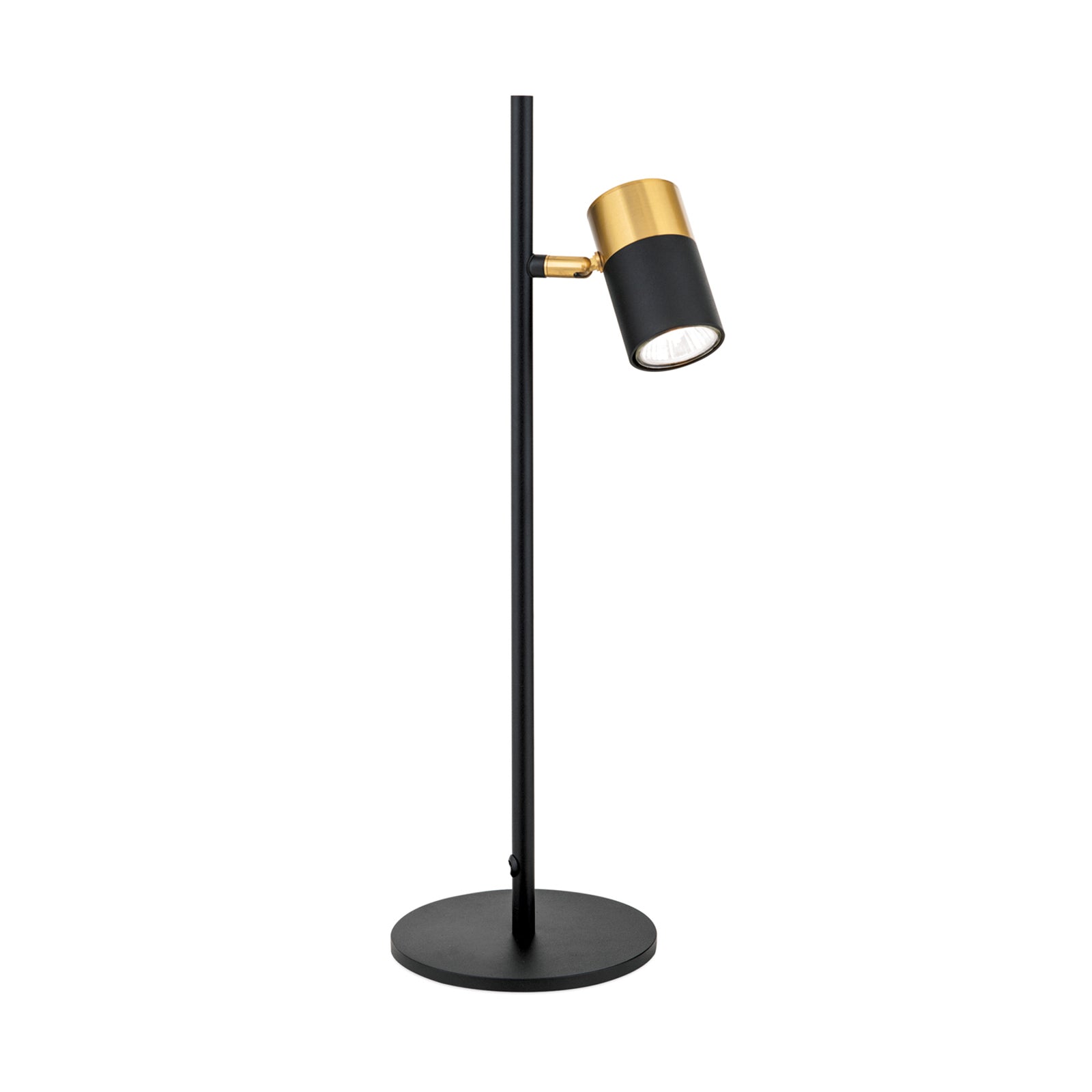 Detaljbilde av bordlampe Kevin svingbar spot svart/gull GU10