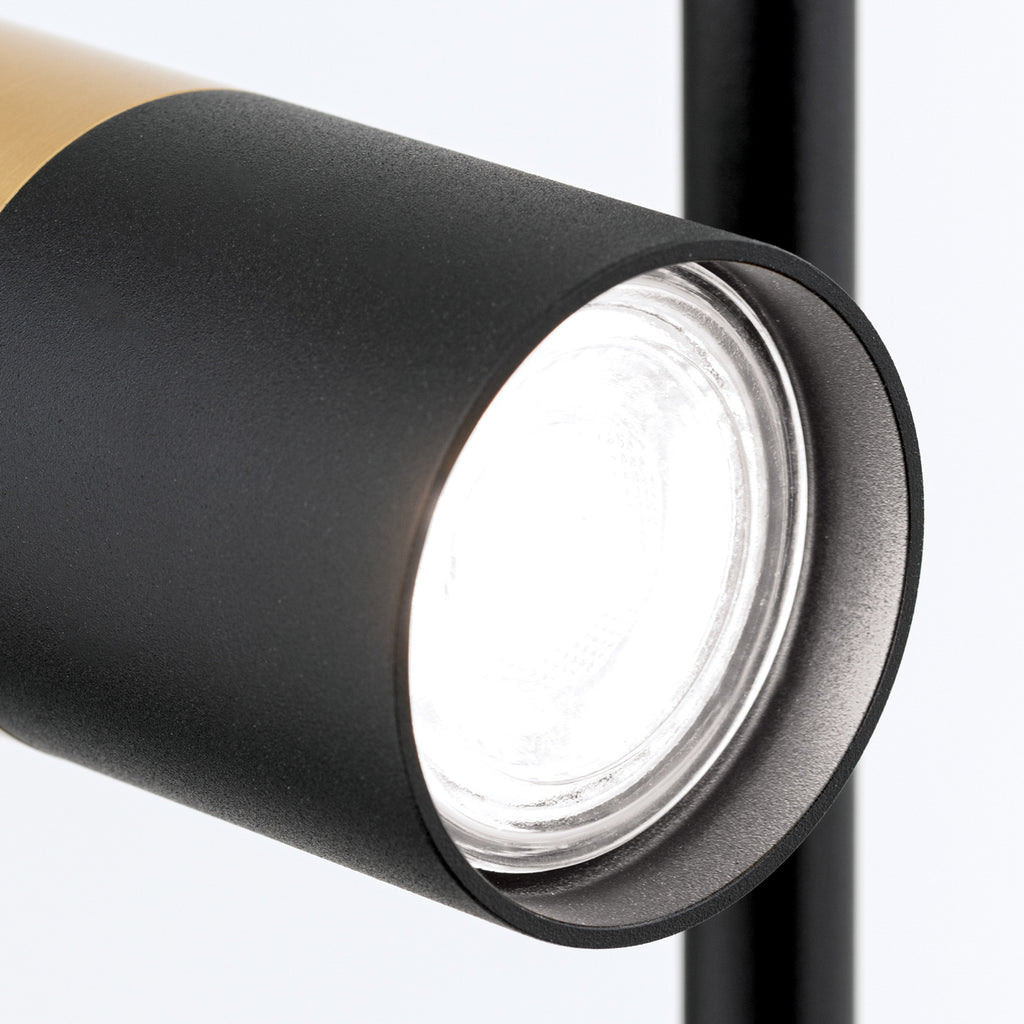 Bordlampe Kevin svingbar spot svart/gull GU10 med kabel og bryter