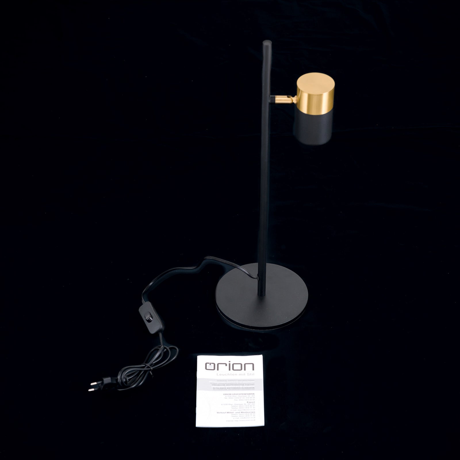 Produktbilde av bordlampe Kevin svingbar spot svart/gull GU10
