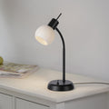 Bordlampe Loki svart jern satinert glass forfra