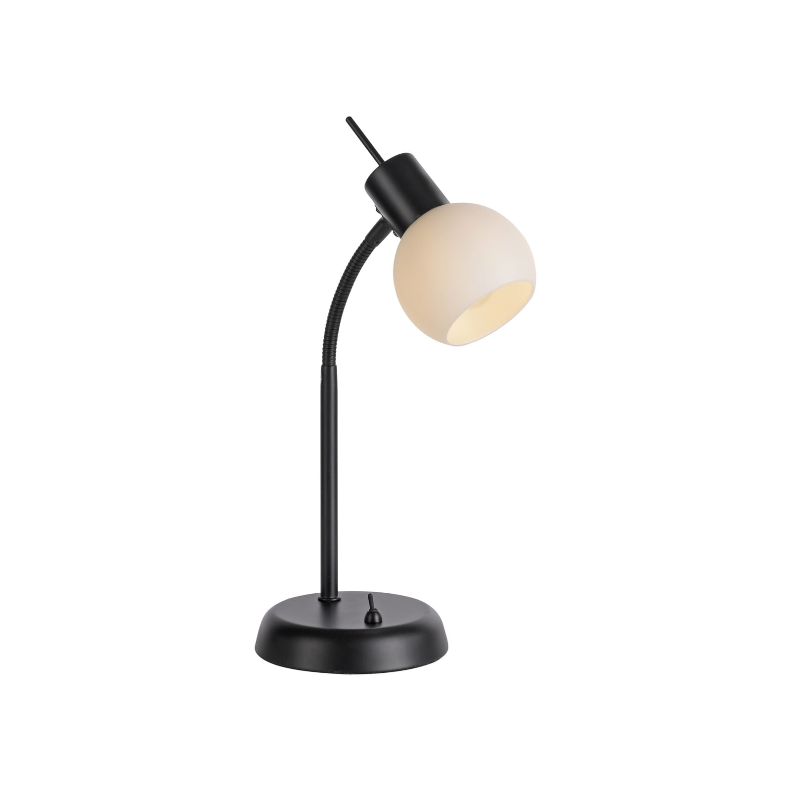 Detalj av Bordlampe Loki svart jern satinert glass