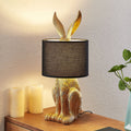 Bordlampe Lorentina harефigur tekstilskjerm forfra 57 cm gull/svart