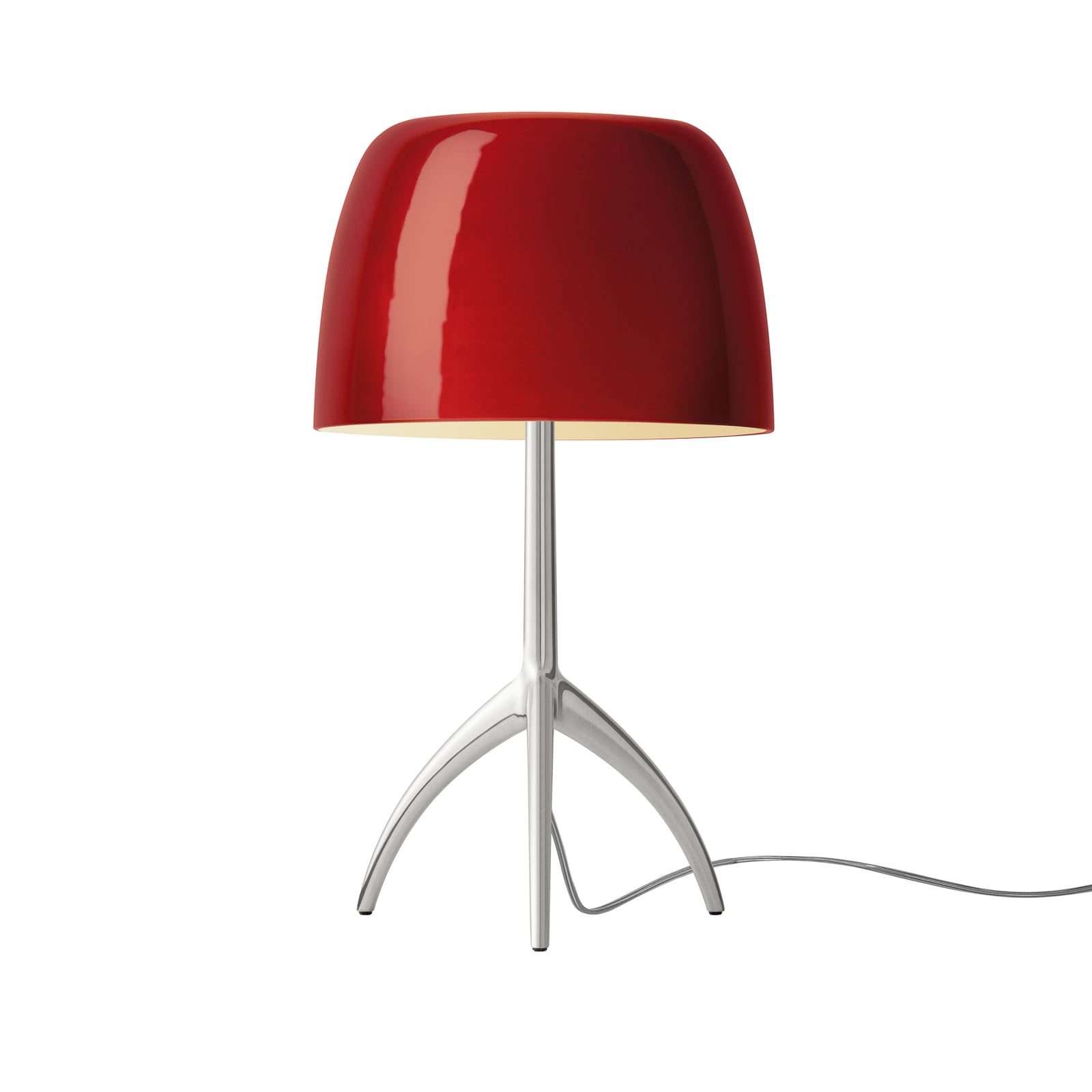 Bordlampe Lumiere piccola glass aluminium/rød dimbar fra Foscarini sett forfra