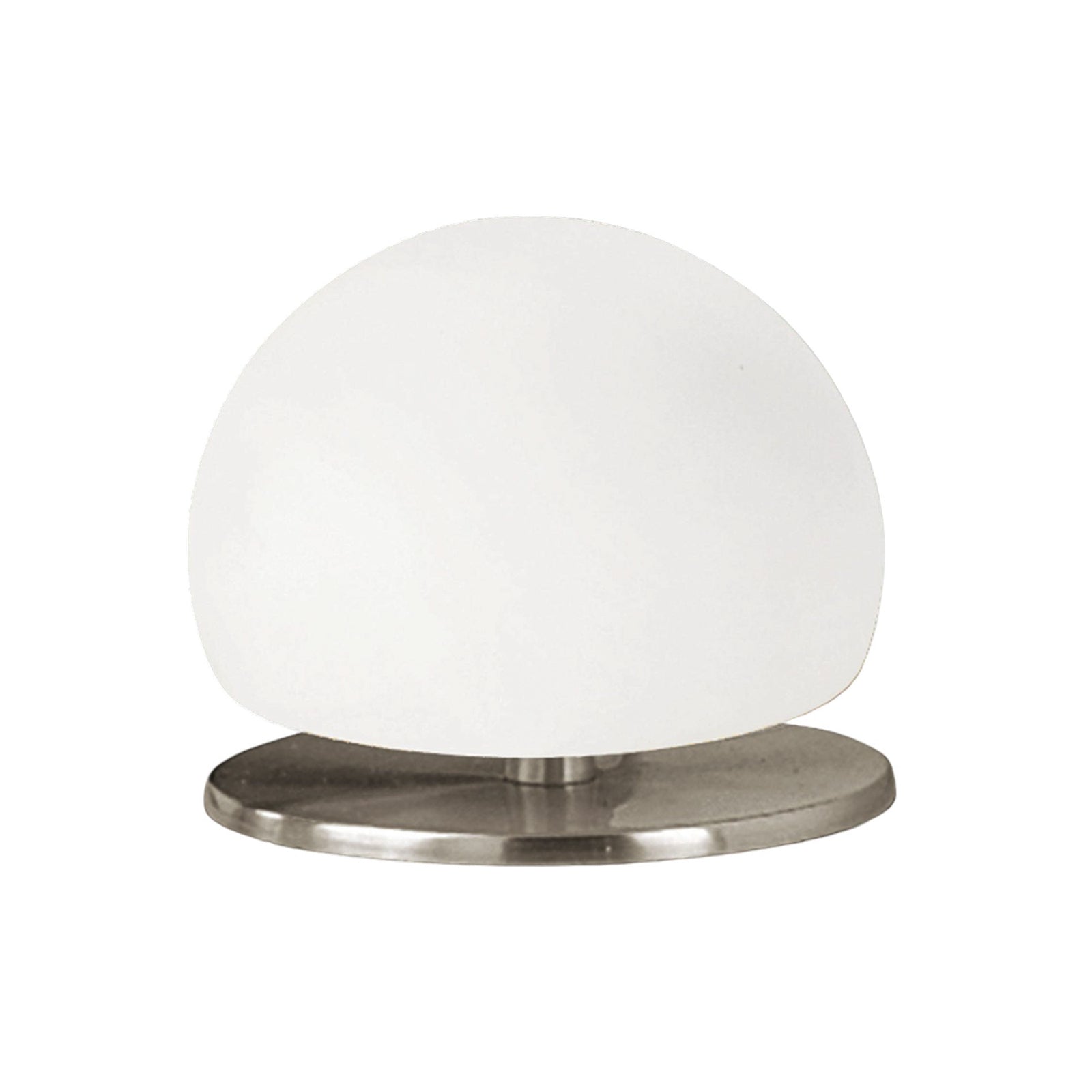 Bordlampe Morgana nikkel hvit glass berøringsdimmer bakside