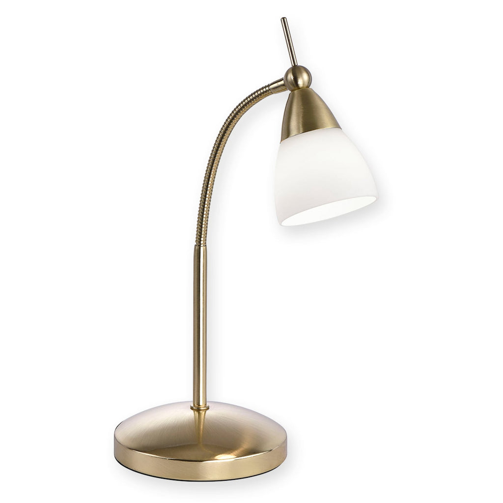 Bordlampe Pino messing glass dimbar G9 Ø34 cm 45 cm detalj av lampeskjerm