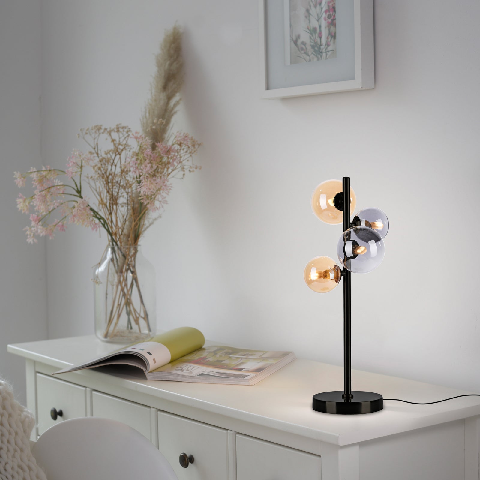 Bordlampe Popsicle glass svart/ravfarget 48 cm G9 med lyskilder