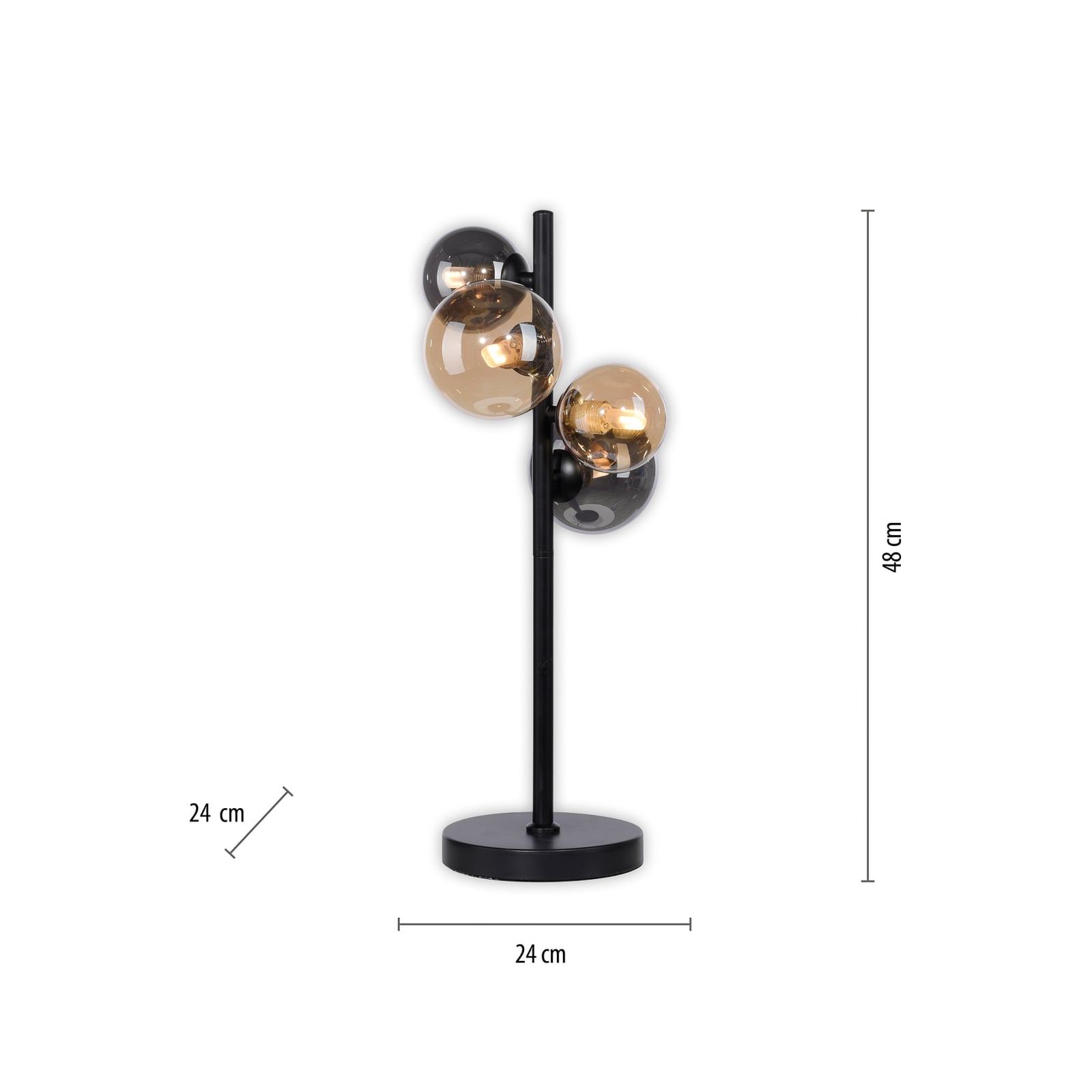 Bordlampe Popsicle glass svart/ravfarget 48 cm G9 detalj glass