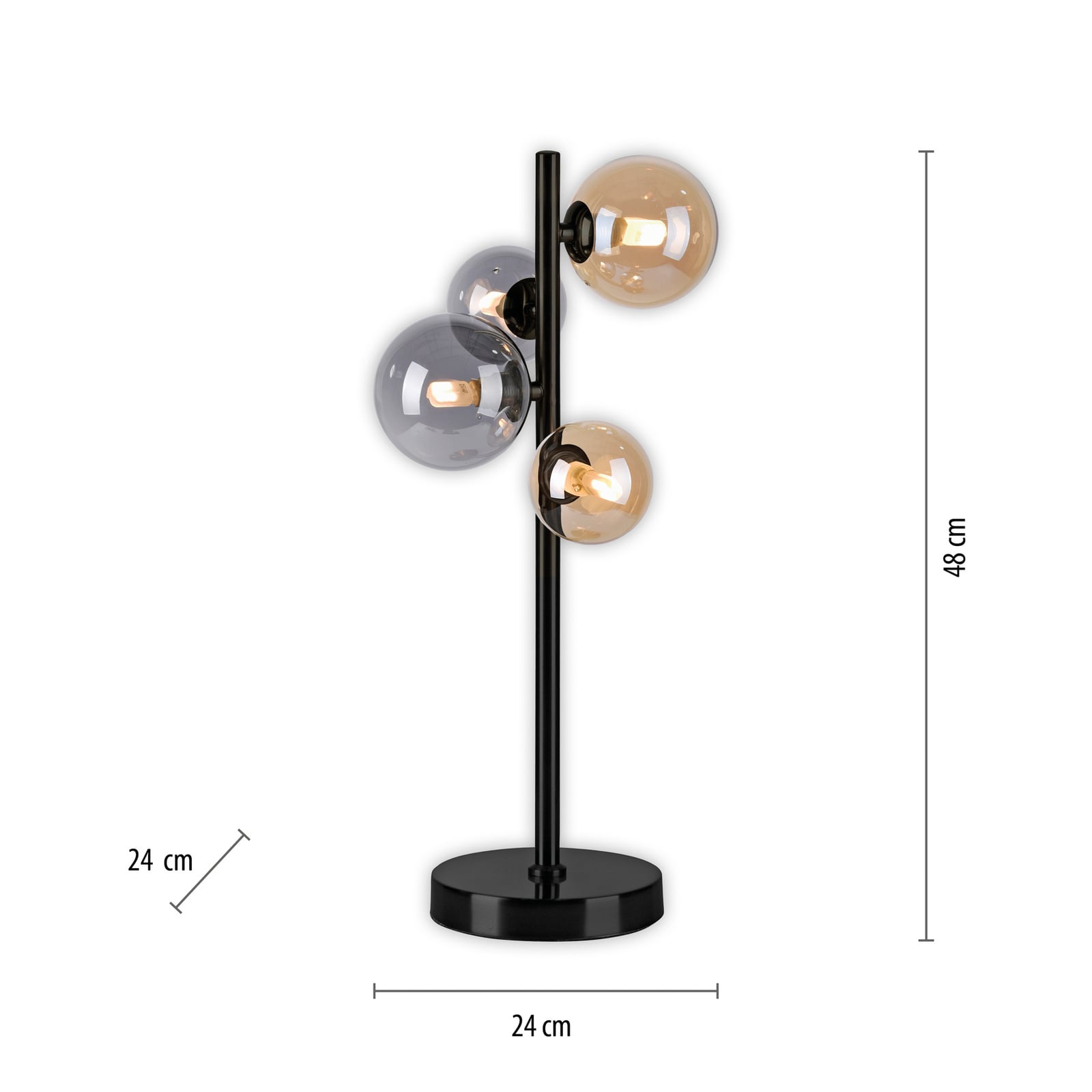 Bordlampe Popsicle glass svart/ravfarget 48 cm G9 lysbilde