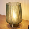 Bordlampe Pretty Glamour batteridrevet glass turkis/messing forfra