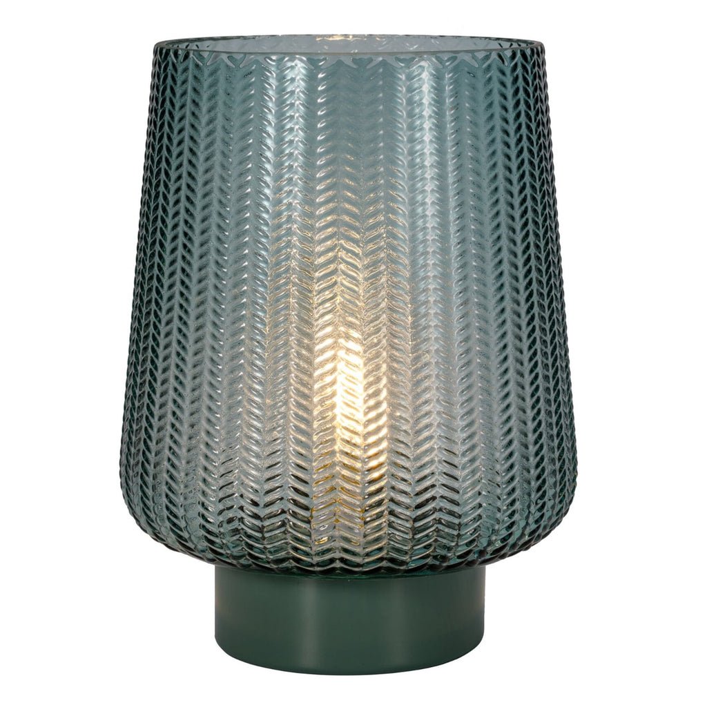 Bordlampe Pretty Glamour batteridrevet glass turkis Ø19 cm bakside