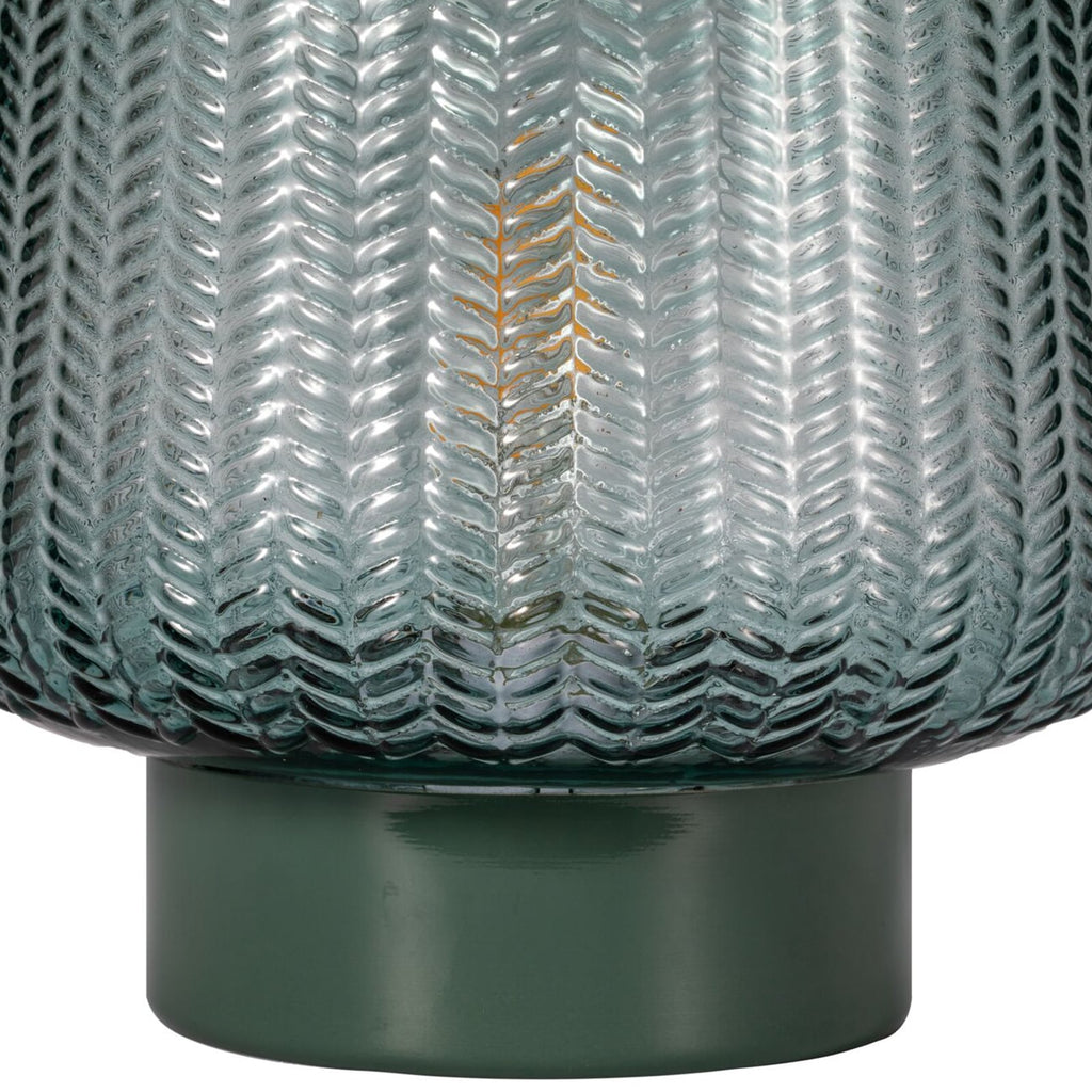 Bordlampe Pretty Glamour batteridrevet glass turkis Ø19 cm nærbilde av bryter