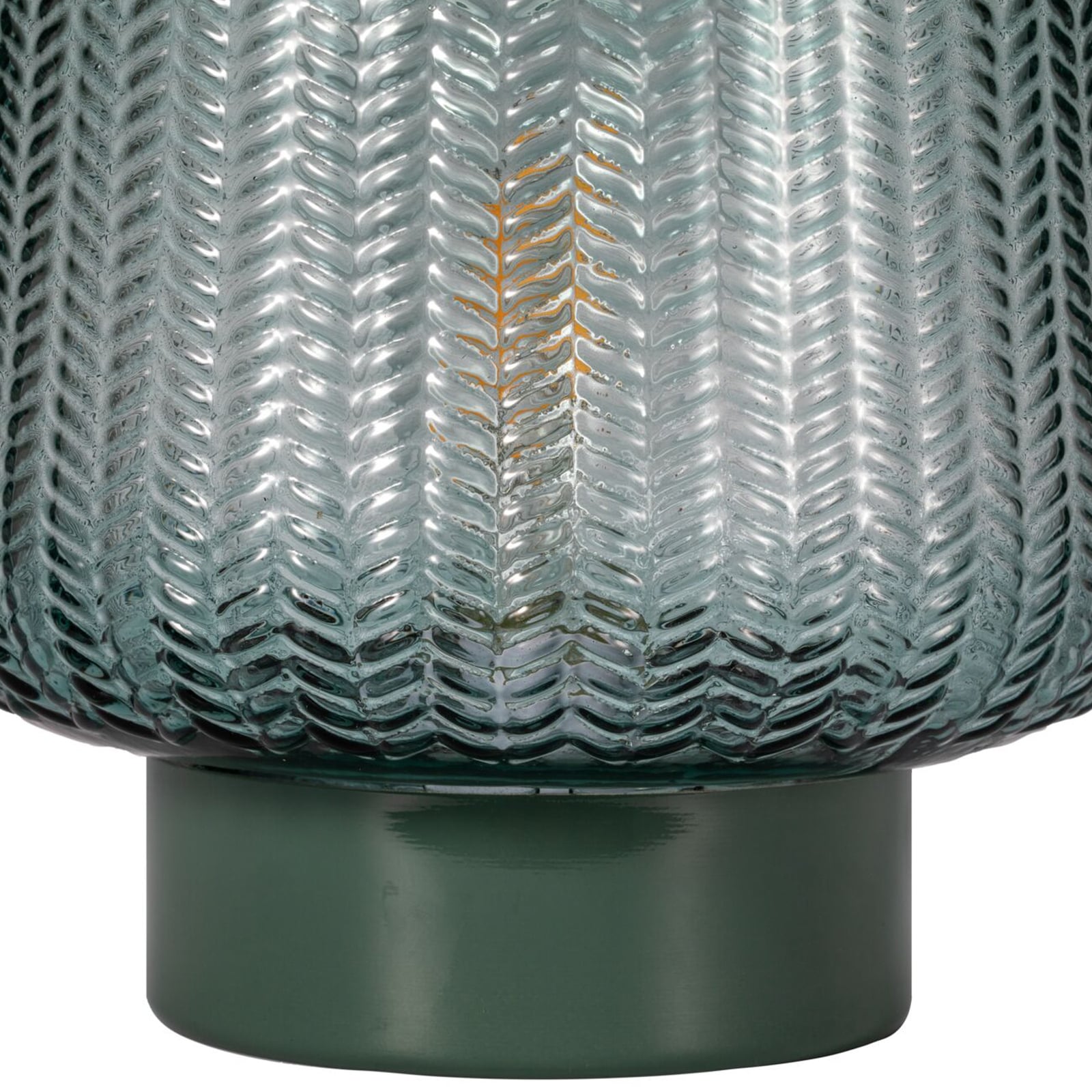 Bordlampe Pretty Glamour batteridrevet glass turkis Ø19 cm nærbilde av bryter