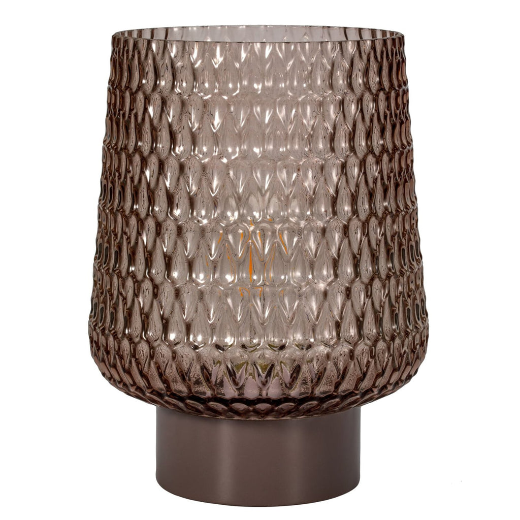 Bordlampe Sparkling Glamour batteridrevet glass brun detalj av glass