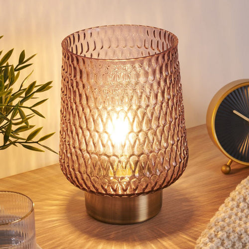Bordlampe Sparkling Glamour batteridrevet glass grå forfra