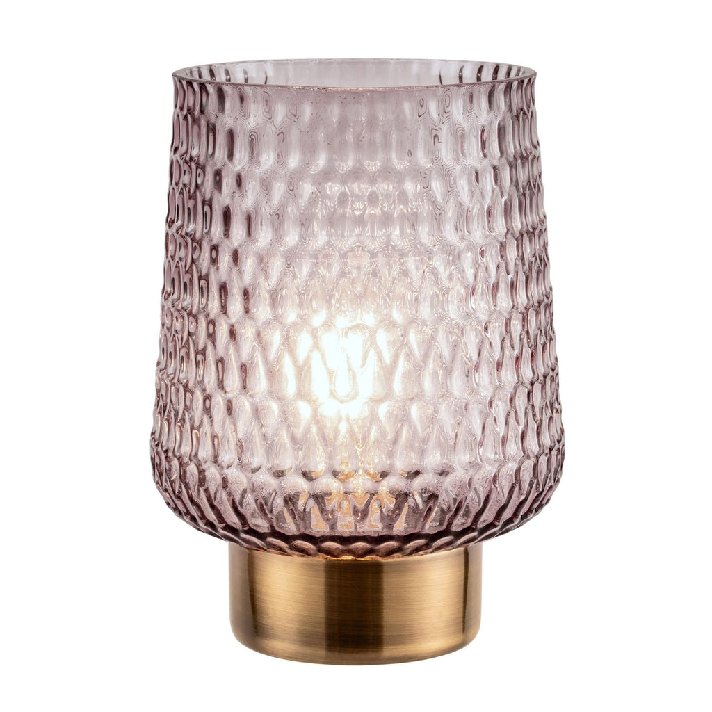 Bordlampe Sparkling Glamour batteridrevet glass grå montert i rom