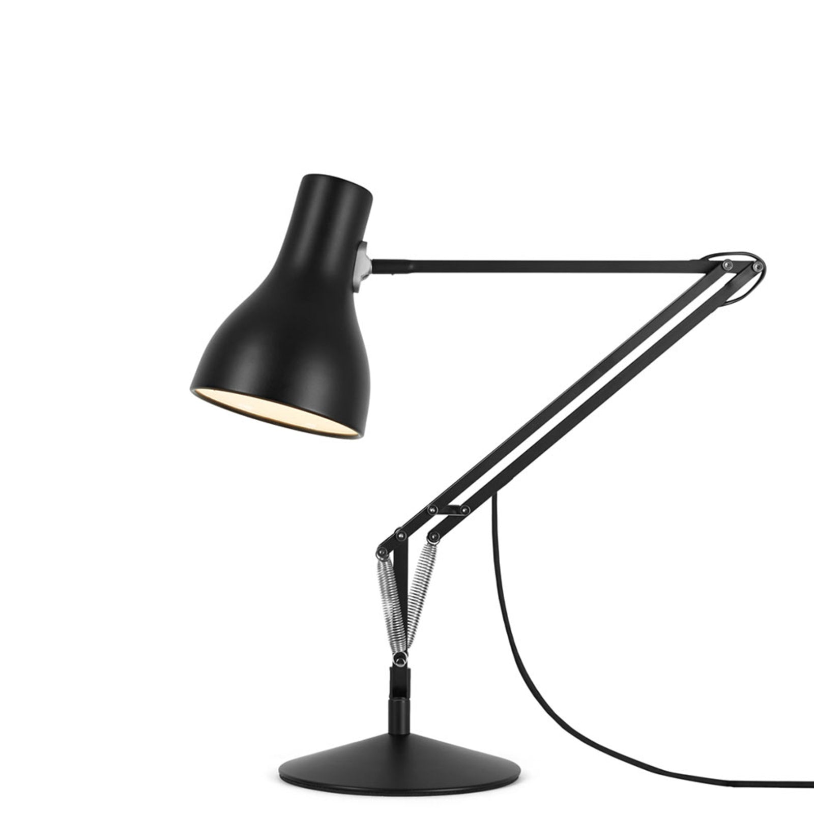 Nærbilde av lampehode på bordlampe Type 75 aluminium svart E27