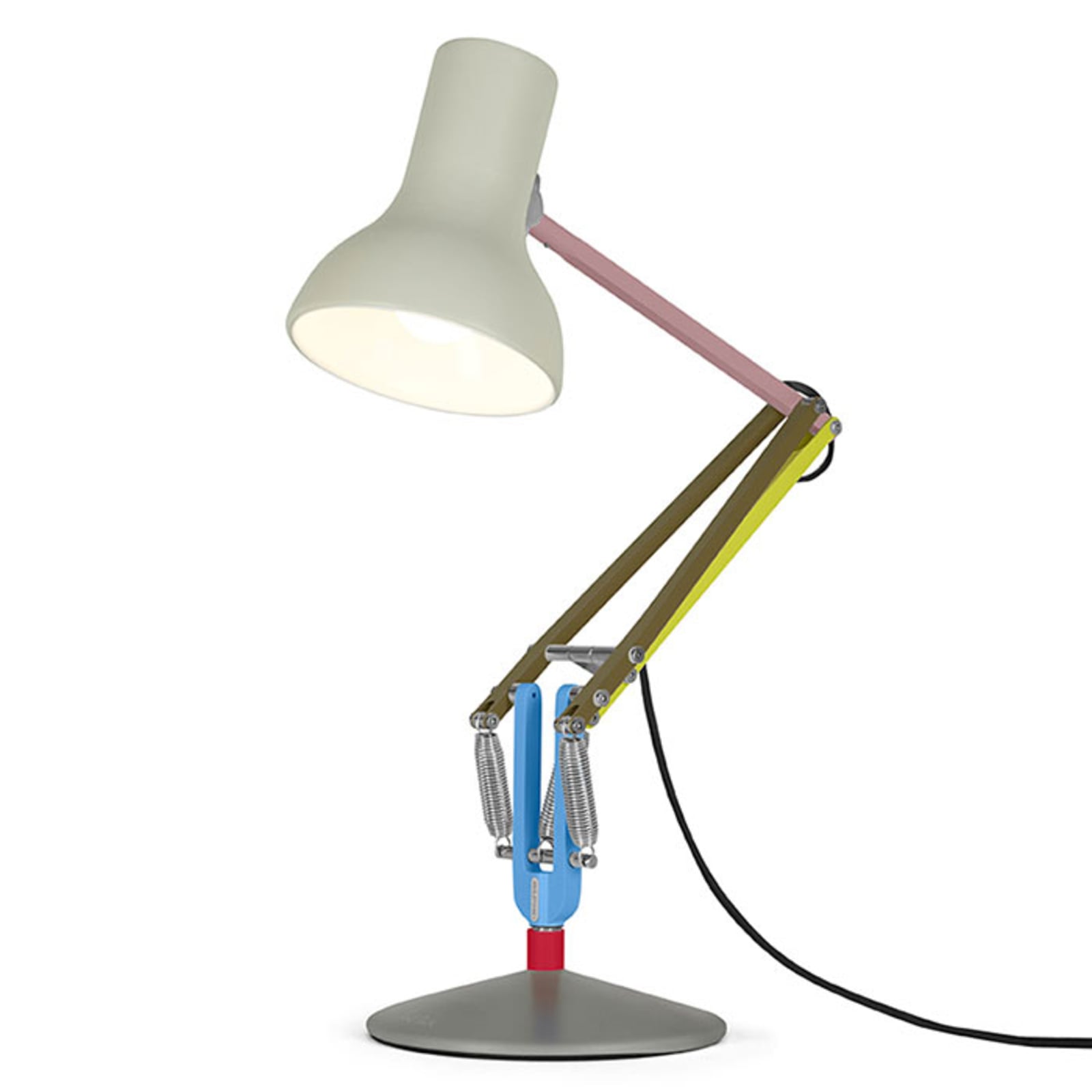 Bordlampe Type 75 Mini lysgrå aluminium montert på bord