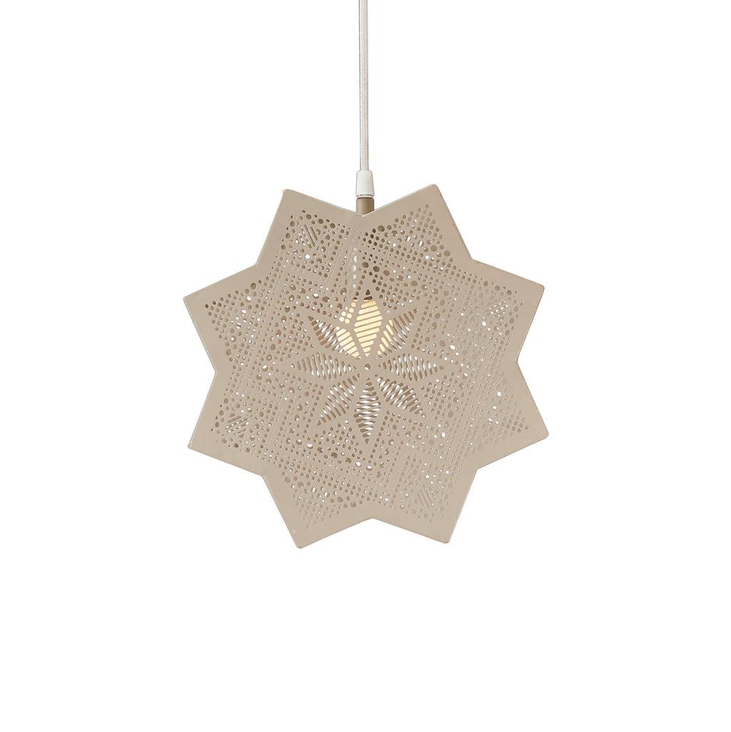 Dekorstjerne Elvira metall beige 28 cm E14 montert som hengende lampe