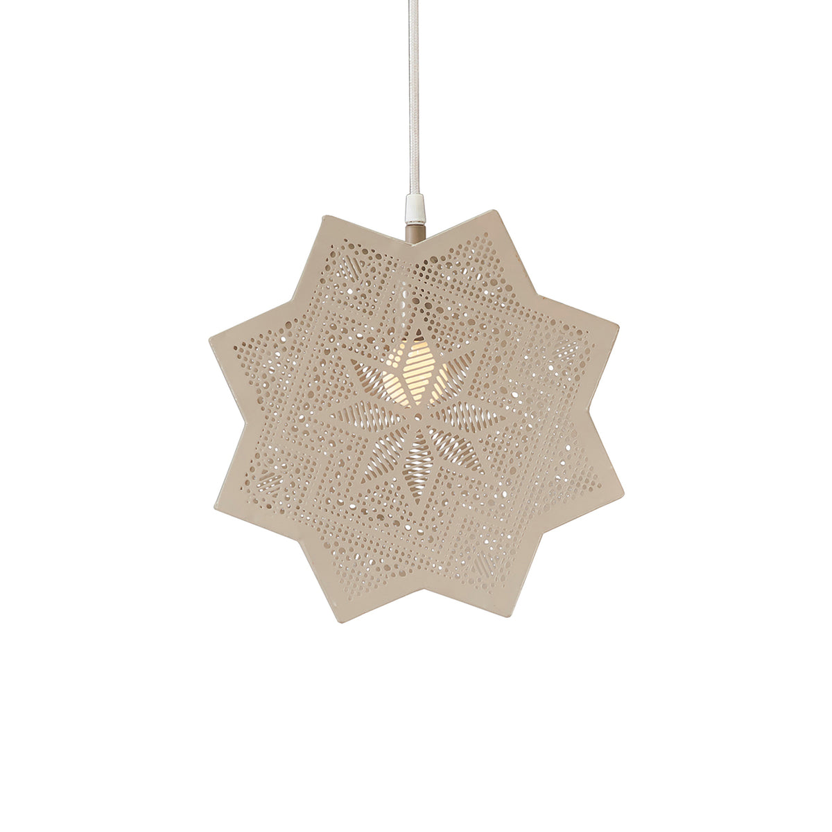 Dekorstjerne Elvira metall beige 28 cm E14 montert som hengende lampe