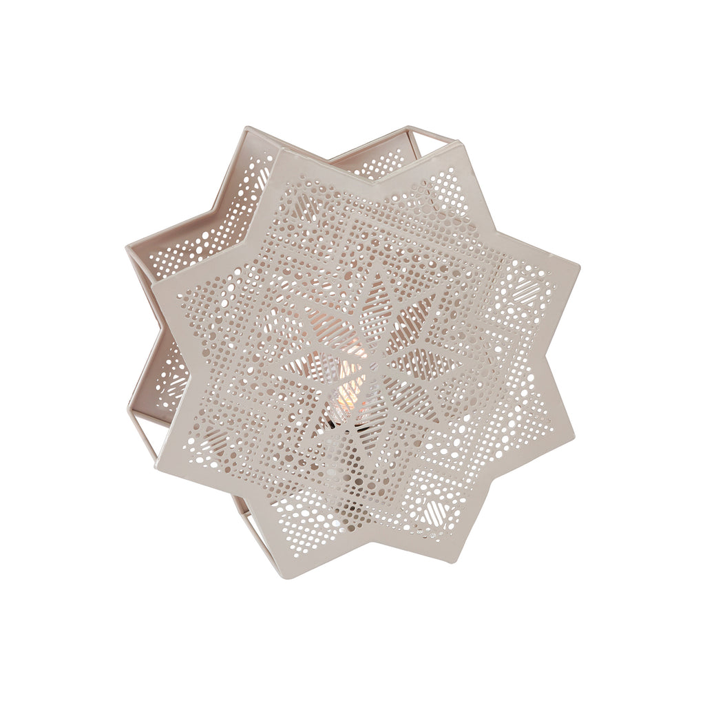 Nærbilde av kabel og E14-sokkel på Dekorstjerne Elvira metall beige 28 cm E14