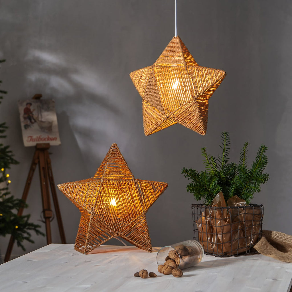 Dekorstjerne Rappe papirsnor hengende dimbar 45 cm oppheng