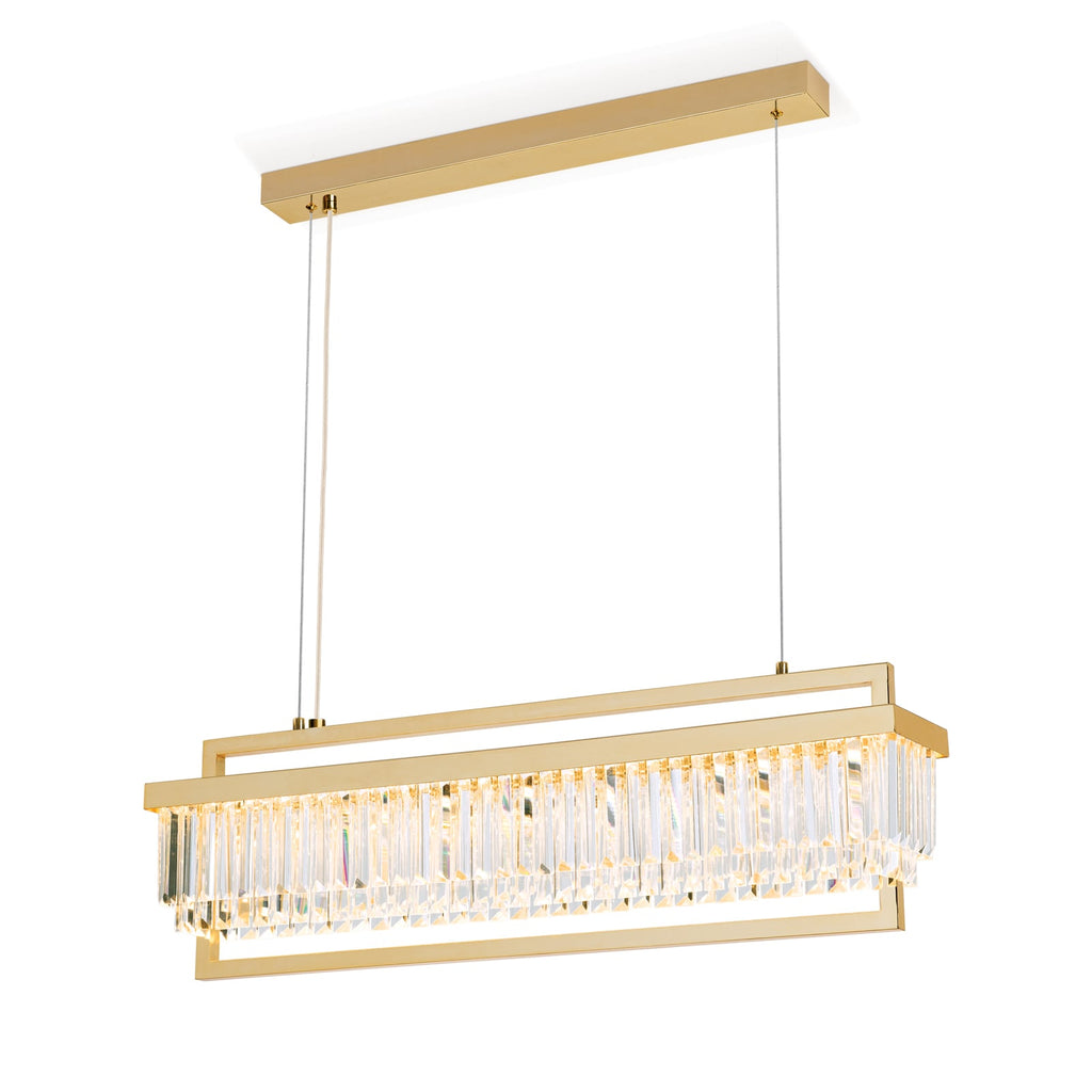 Detalj av krystallglass på LED pendellampe Prism krystallglass gull