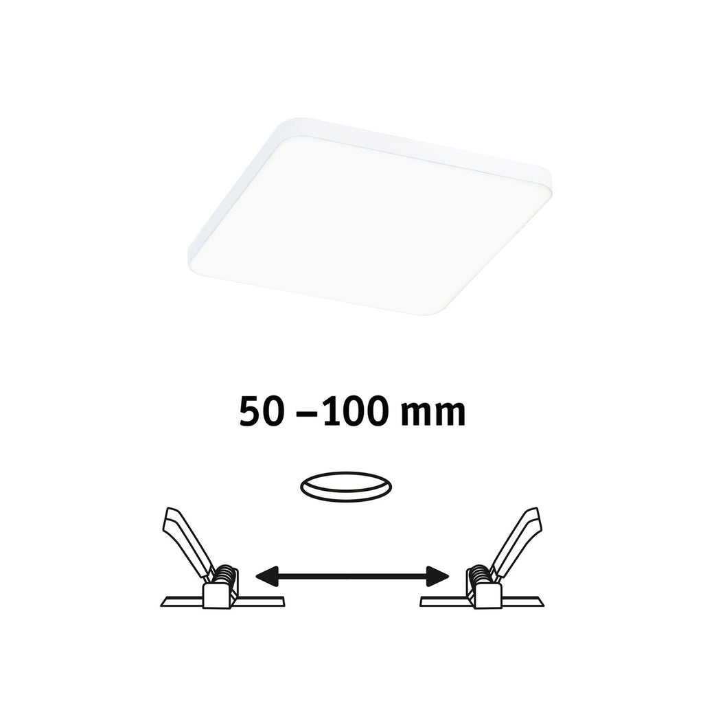 Detalj av LED innbyggingspanel Veluna Edge hvit 12x12 cm IP44 4000K