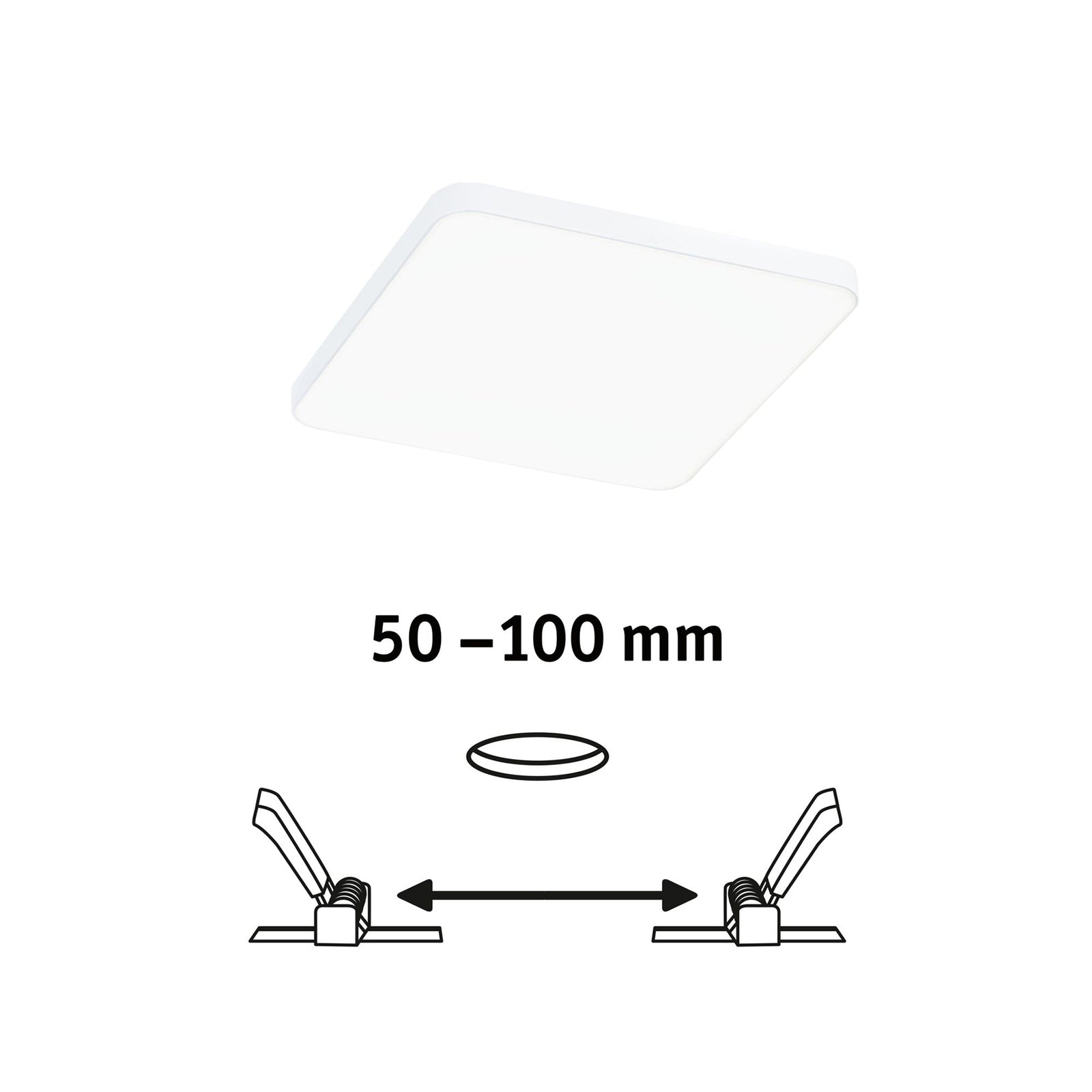 Detalj av LED innbyggingspanel Veluna Edge hvit 12x12 cm IP44 4000K