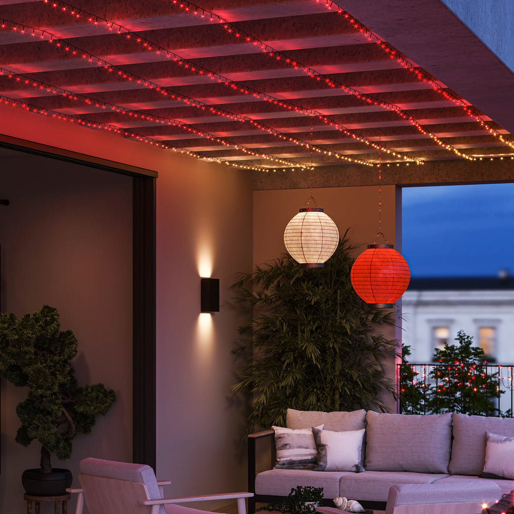 Detalj av LED-lyslenke Festavia CCT RGB 40 m dimbar Philips Hue