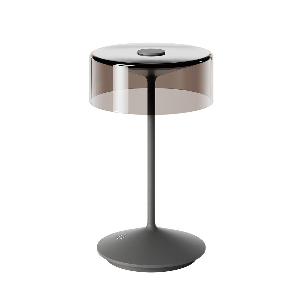 Detalj av LED oppladbar bordlampe Numotion grafitt glass dimbar IP54