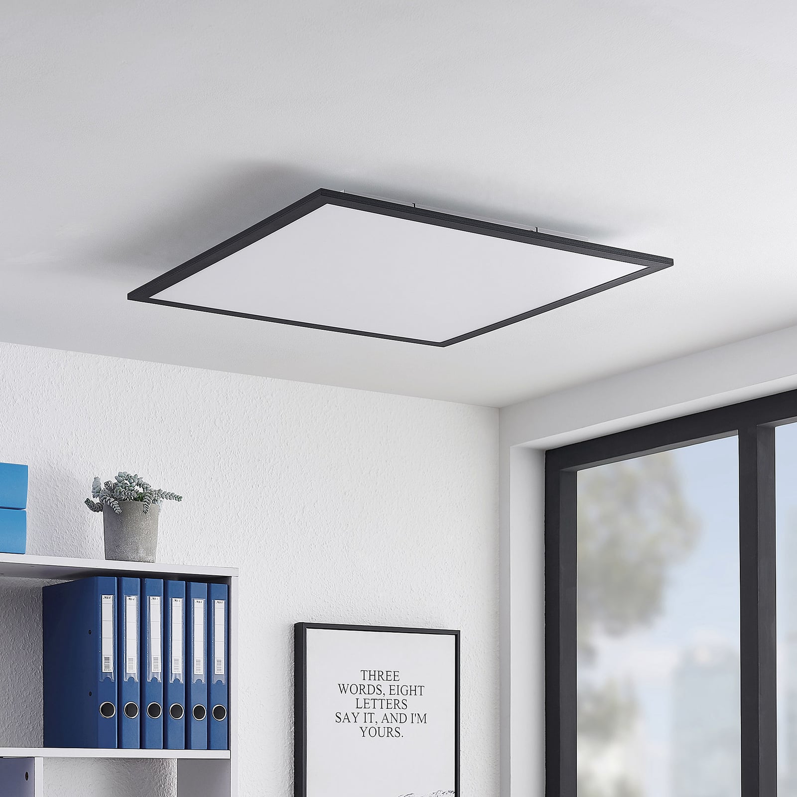 Detalj av LED-panel Nelios svart aluminium 62x62 cm