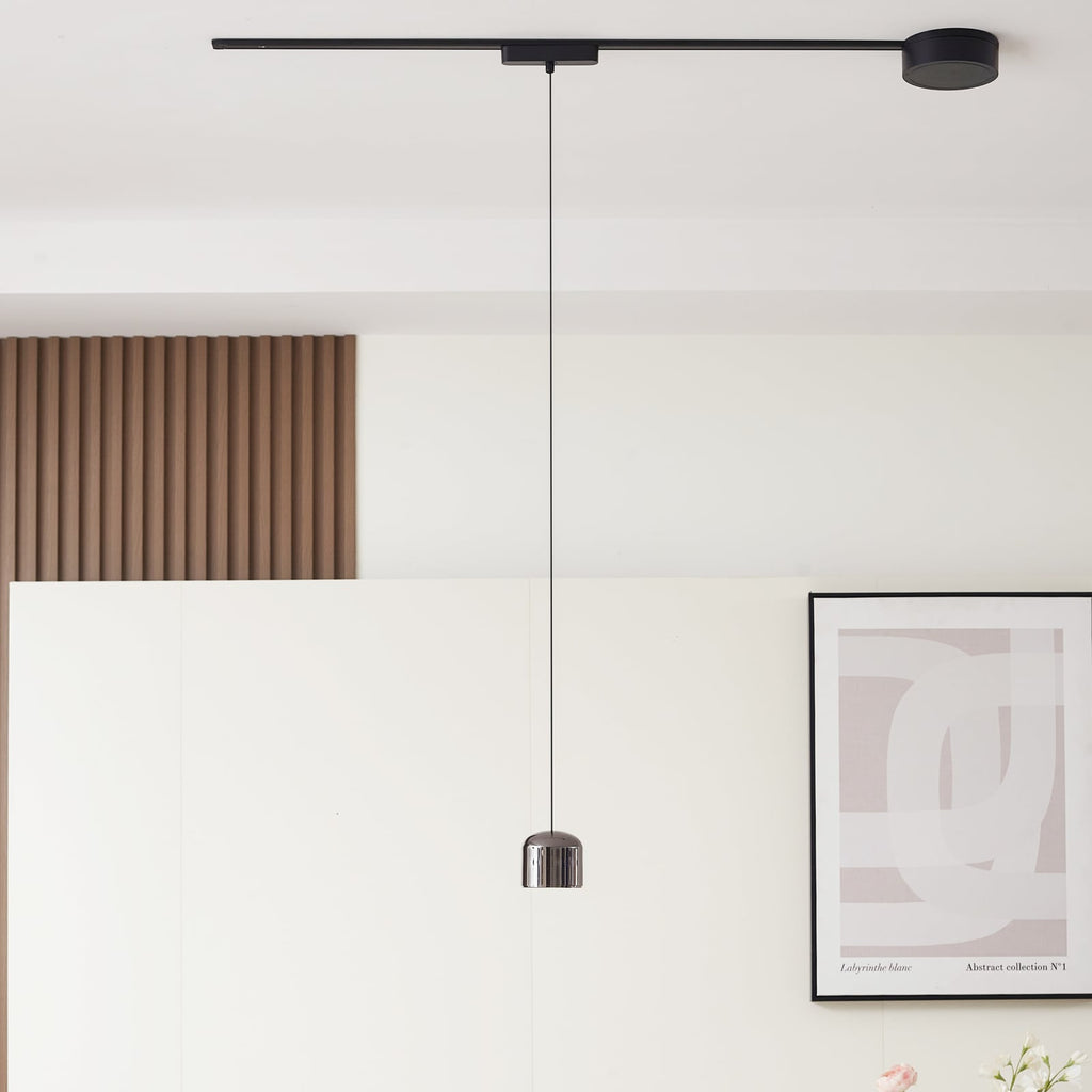 Detalj av LED-pendellampe 48V Lumaro svart aluminium