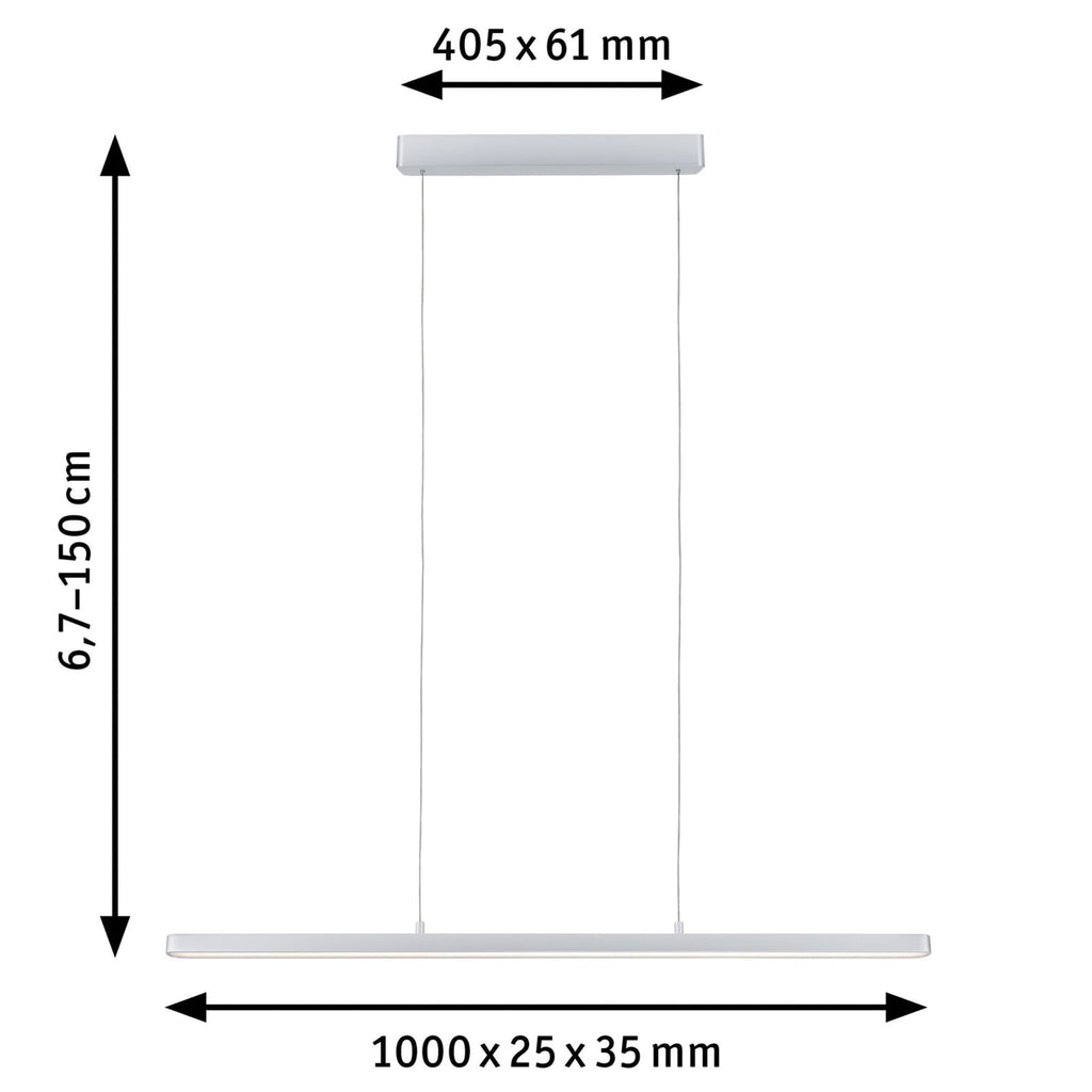 Detalj av LED pendellampe Lento dimbar krom CCT Zigbee 100 cm