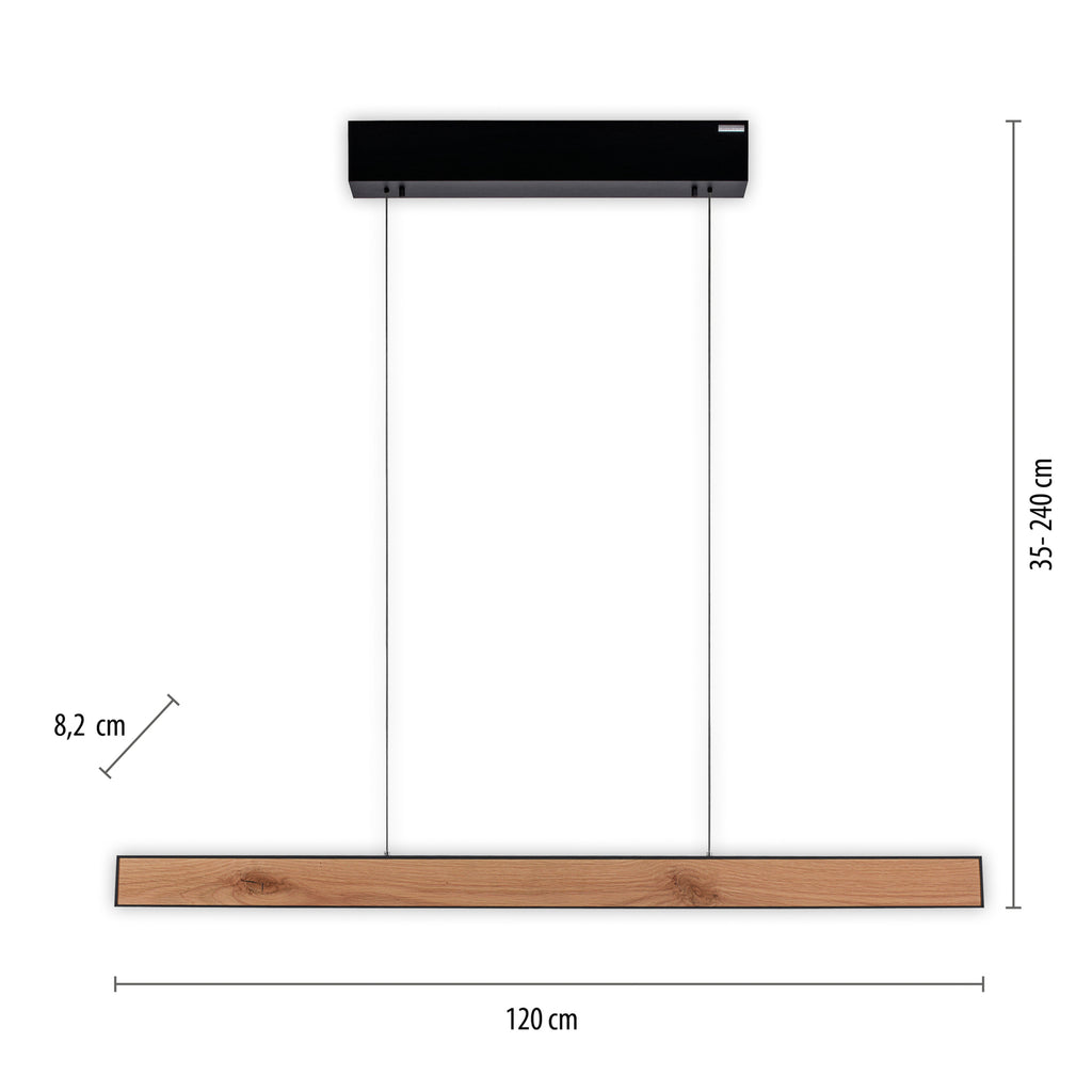 Detalj av LED pendellampe PURE E-Motion eik/svart CCT fjernkontroll