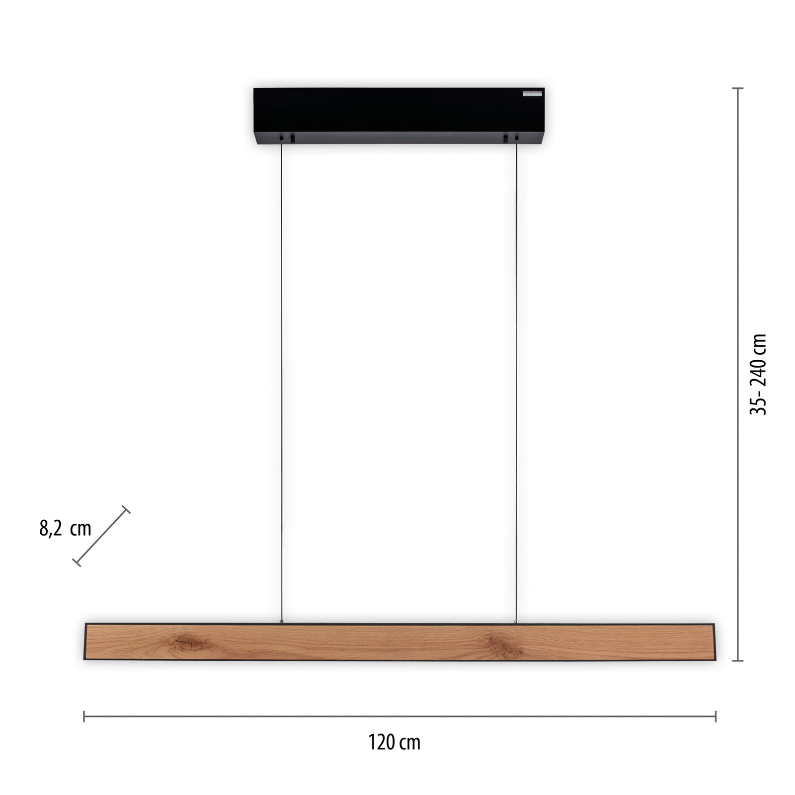 Detalj av LED pendellampe PURE E-Motion eik/svart CCT fjernkontroll